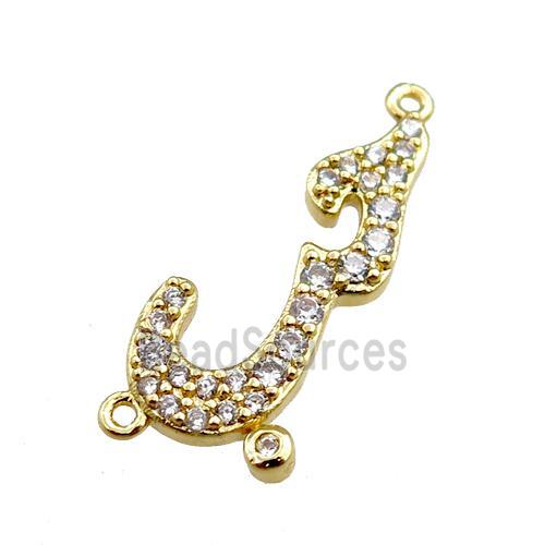 copper pendant pave zircon, gold plated