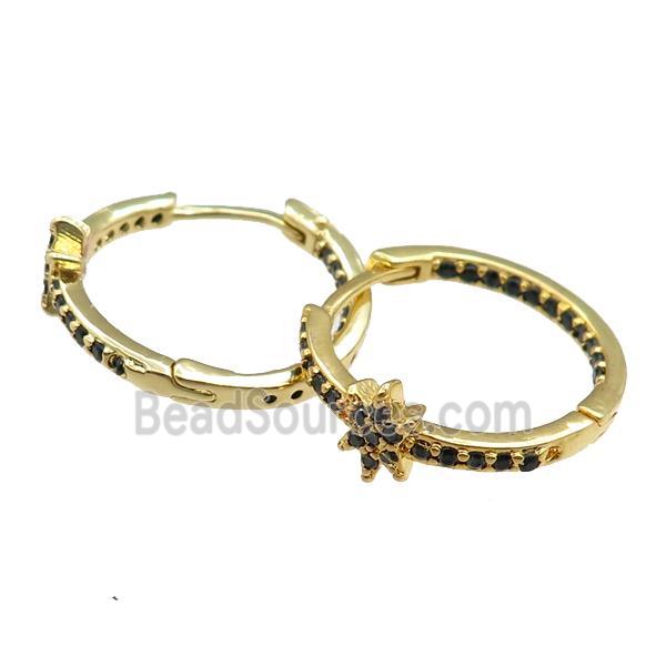 copper Hoop Earrings pave zircon, gold plated