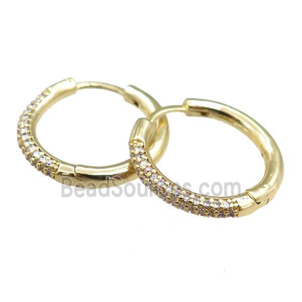 copper Hoop Earrings pave zircon, gold plated