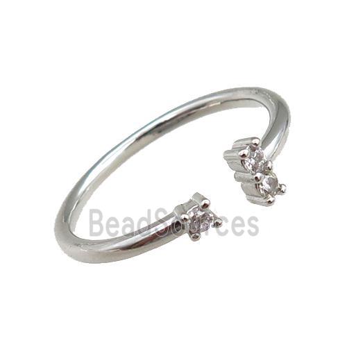 copper Rings pave zircon, adjustable, platinum plated