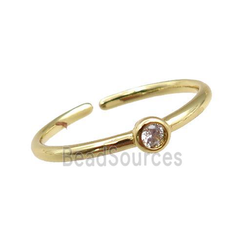 copper Rings paved zircon, adjustable, gold plated