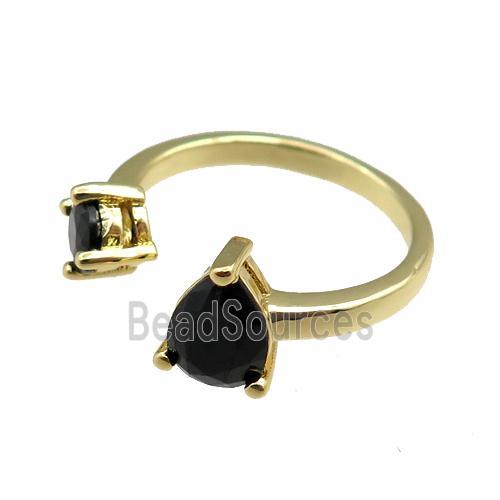 copper Rings paved zircon, adjustable, gold plated