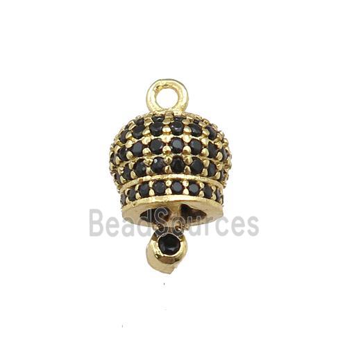 copper bell pendant pave zircon, gold plated