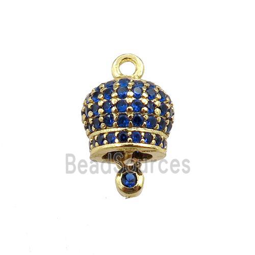 copper bell pendant pave zircon, gold plated