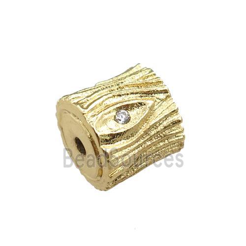 copper tube beads pave zircon, gold plated