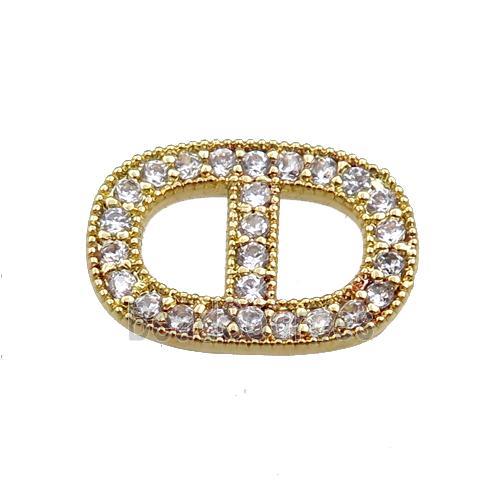 copper oval connector paved zircon, gold plated