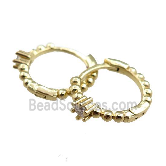 copper Hook Earrings pave zircon, gold plated