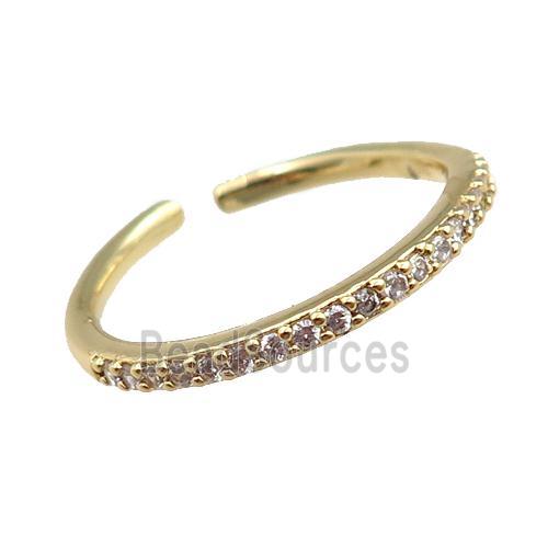 copper Rings pave zircon, adjustable, gold plated