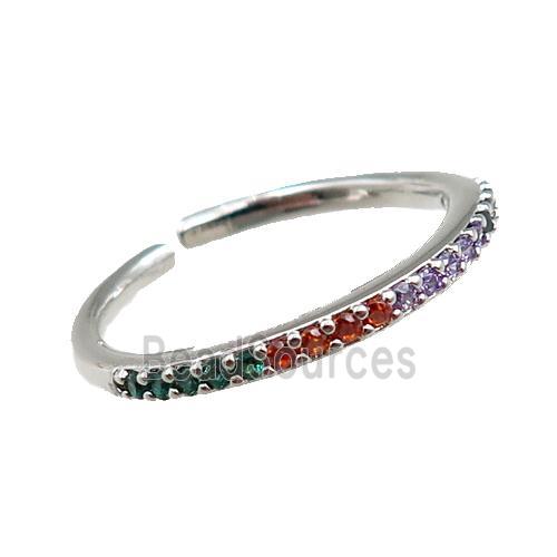 copper Rings pave zircon, adjustable, platinum plated