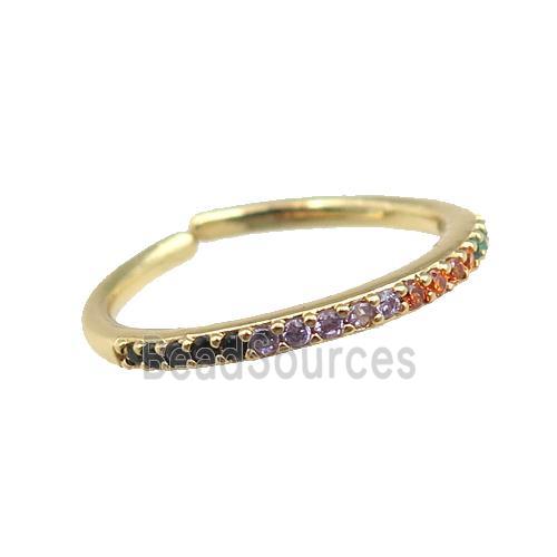 copper Rings pave zircon, adjustable, gold plated