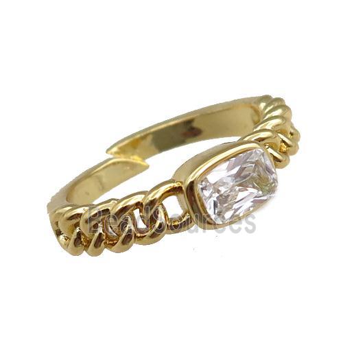 copper Rings pave zircon, adjustable, gold plated