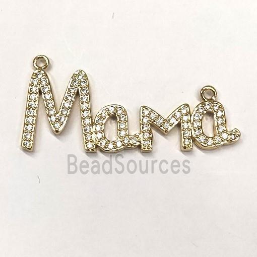 copper MAMA pendant pave zircon, gold plated