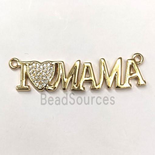 copper MAMA pendant pave zircon, gold plated