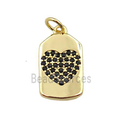 copper lock pendant pave zircon with heart, gold plated