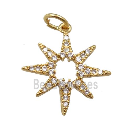 copper northstar pendant pave zircon, gold plated