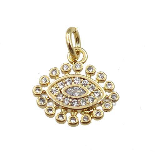 copper eye pendant pave zircon, gold plated