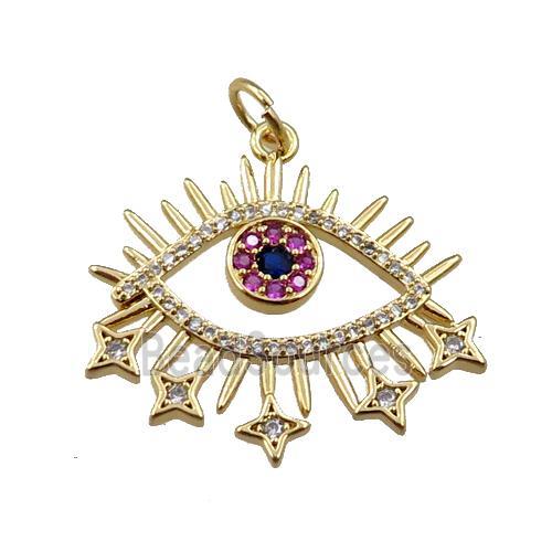 copper eye pendant pave zircon, gold plated