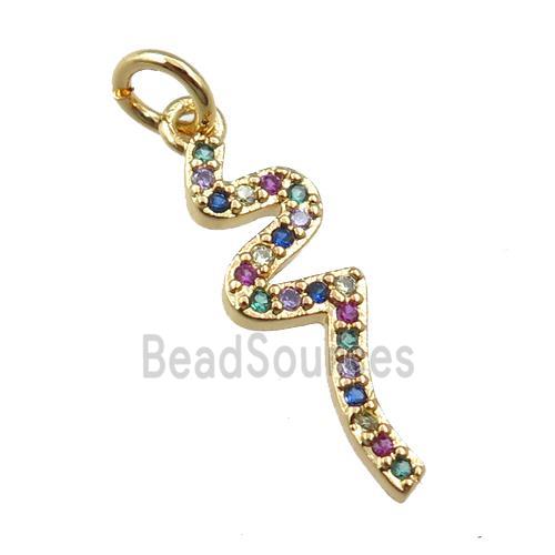 copper snake pendant pave zircon, gold plated