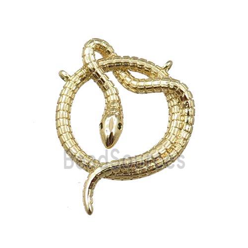 copper snake pendant pave zircon, gold plated