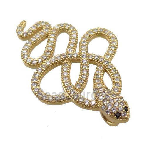 copper snake pendant pave zircon, gold plated