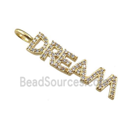 copper DREAM pendant pave zircon, gold plated