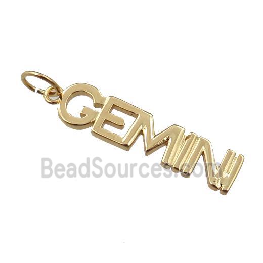 copper zodiac GEMINI pendant, gold plated