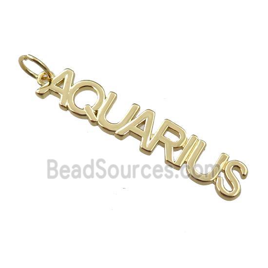 copper zodiac AQUARIUS pendant, gold plated