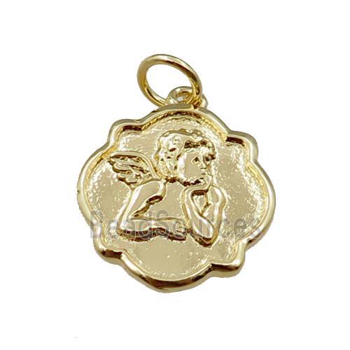 Angel Medallion coin pendant, gold plated