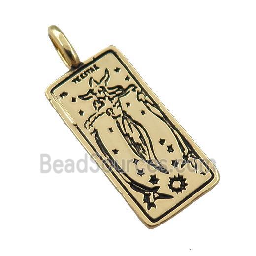 copper tarot card pendant, siren, gold plated