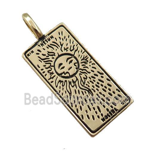 copper tarot card pendant, sun, gold plated