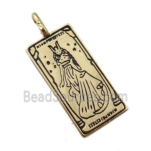 copper tarot card pendant, beauty, gold plated