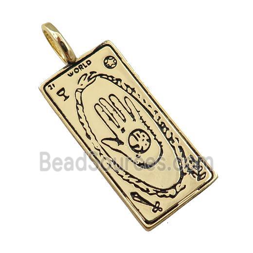 copper tarot card pendant, hand, gold plated