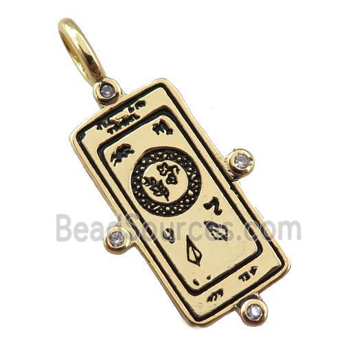 copper tarot card pendant, gold plated