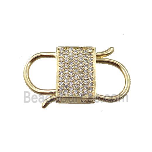 copper clasp pave zircon, gold plated