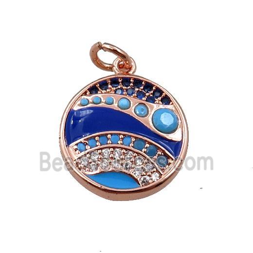 copper circle pendant pave zircon, rose gold