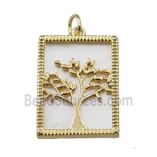 copper Frame pendant with tree of lefe, gold plated