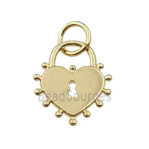 copper lock pendant, gold plated