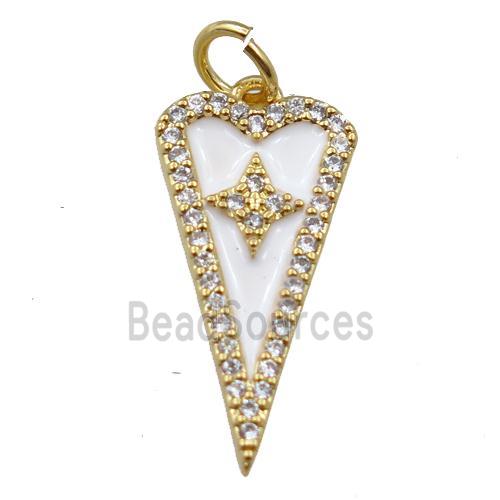 copper arrowhead pendant pave zircon, star, gold plated