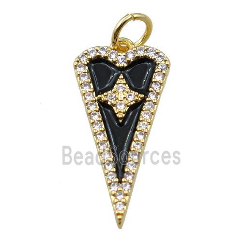 copper arrowhead pendant pave zircon, star, gold plated