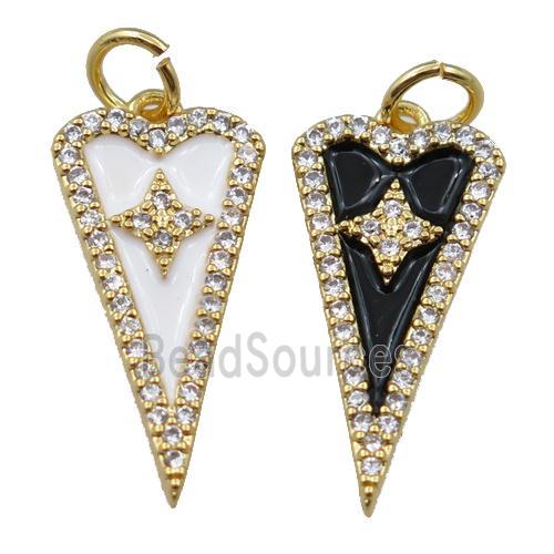 copper arrowhead pendant pave zircon, star, gold plated