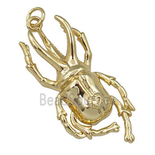 copper beetle charm pendant, gold plated