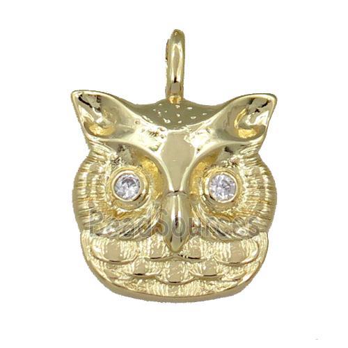 copper OWL charm pendant, gold plated