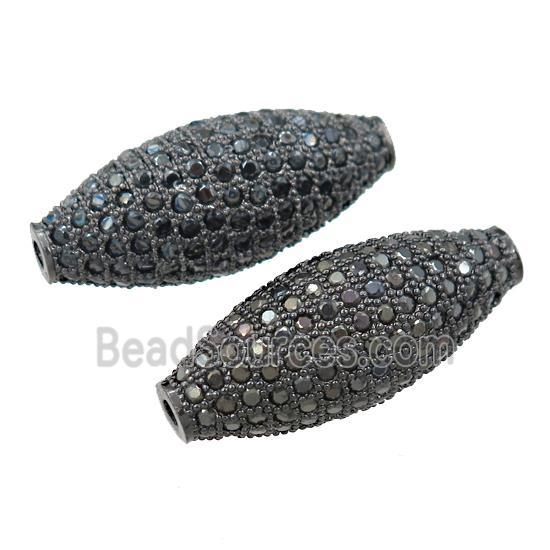 copper barrel beads pave zircon, black plated