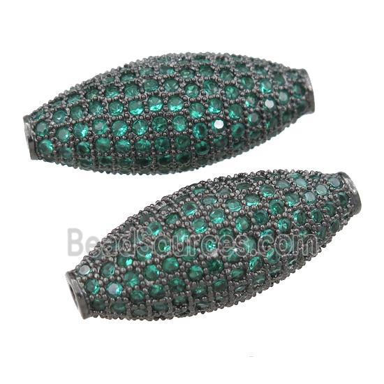 copper barrel beads pave green zircon, black plated