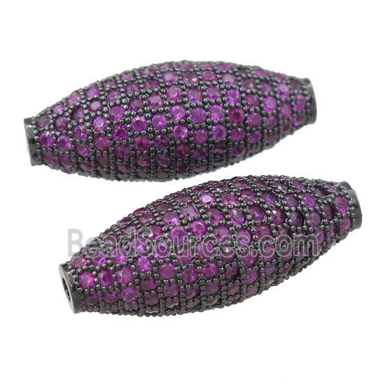 copper barrel beads pave hotpink zircon, black plated