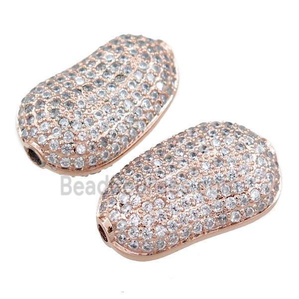 copper peanut beads pave zircon, rose gold