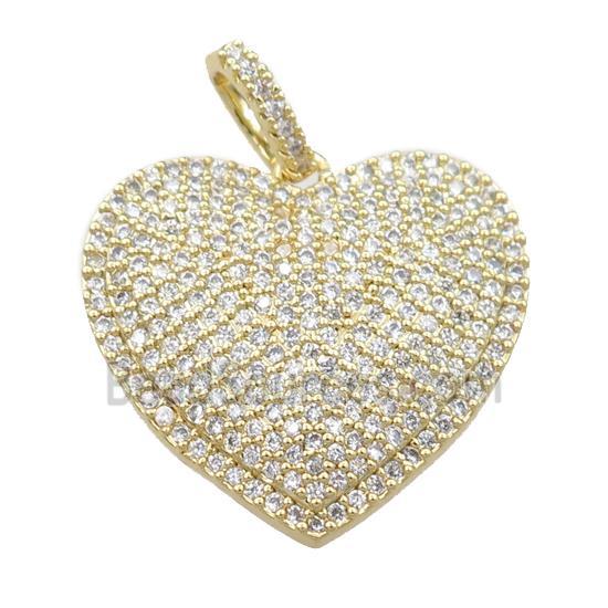 copper heart pendant pave zircon, gold plated