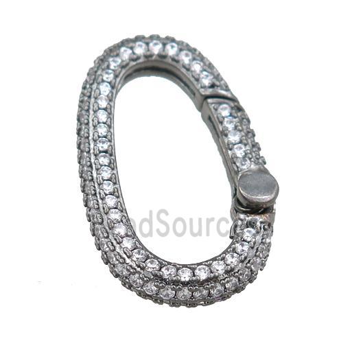 copper Carabiner Clasp pave zircon, black plated