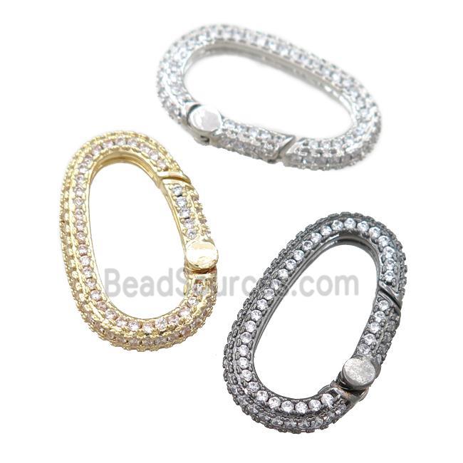 copper Carabiner Clasp pave zircon, mixed