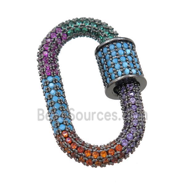 copper Carabiner Clasp pave zircon, black plated